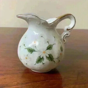 Lefton China Small Floral Pitcher/Creamer 1987